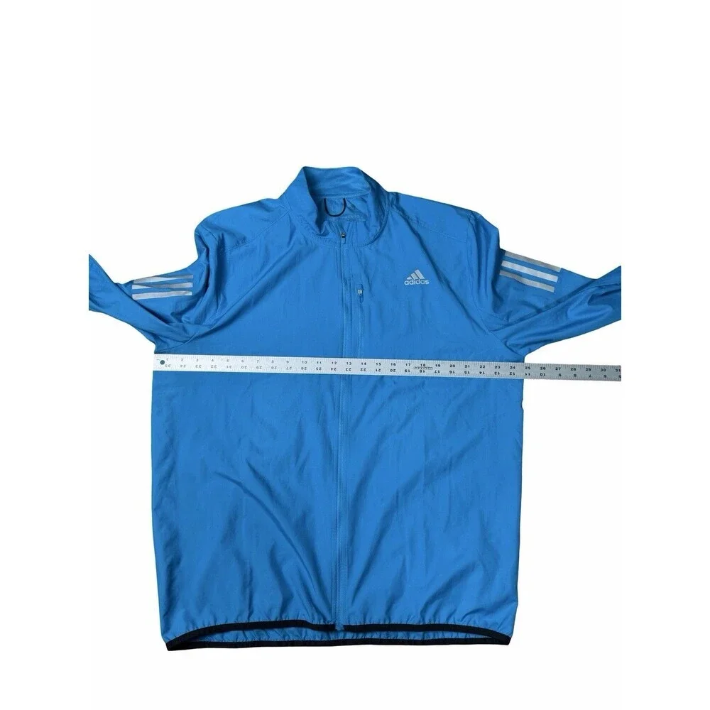 Adidas Men's Own The Run Windbreaker Running Jacket Size L Full Zip Blue Light